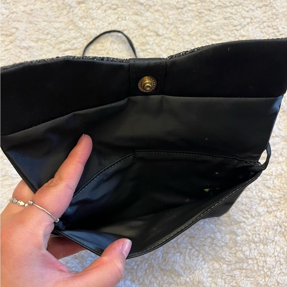 Black clutch/shoulder bag w/sparkle detail - Picture 2 of 7